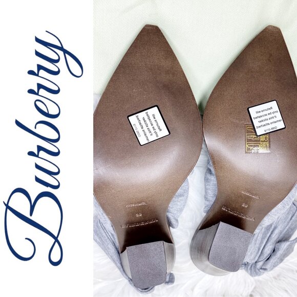 NIB BURBERRY TILLINGTON PEWTER MELANGE ANKLE WRAP SLINGBACK MULES GRAY, EU 36 - Picture 10 of 16
